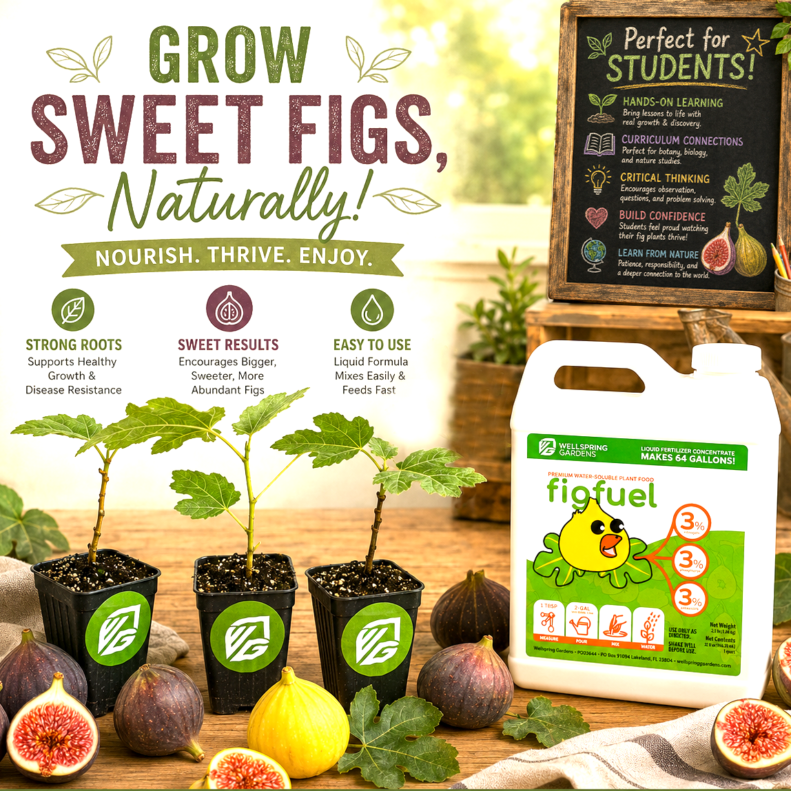 3 Petite Fig Plants + Liquid Fig Fuel Fertilizer Kit